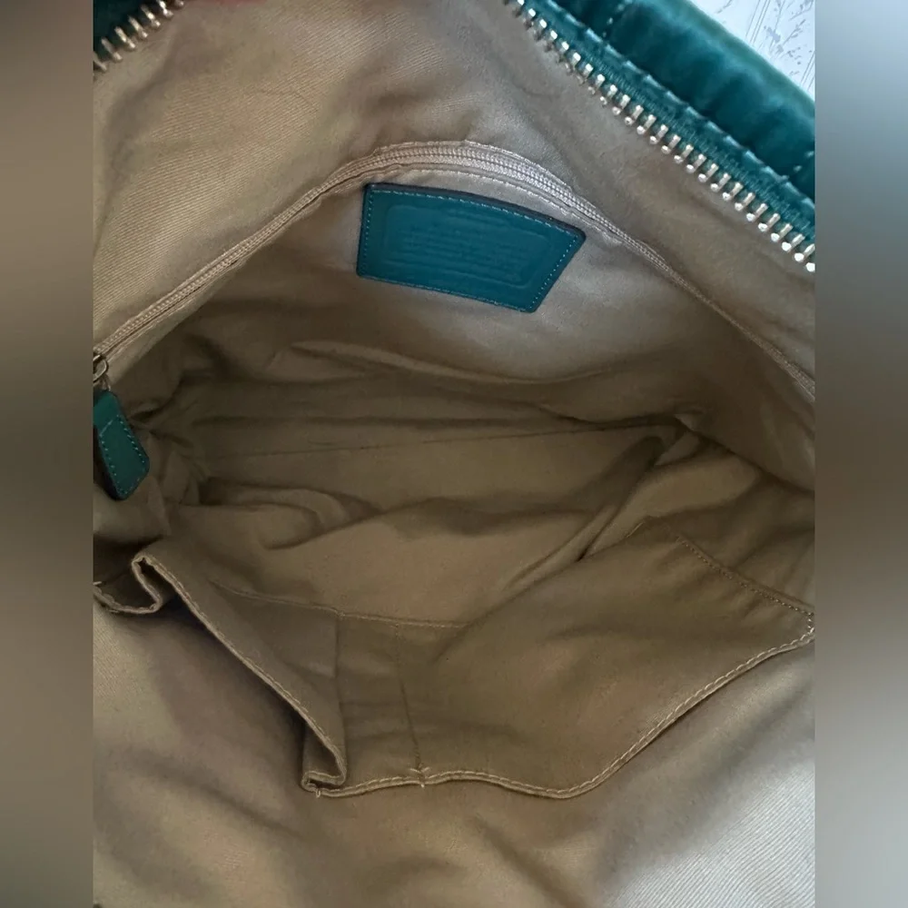 Coach Emerald Satin Tote with Circle Sequin Pattern - Picture 15 of 16